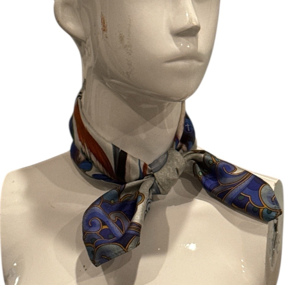 Tencent Mogago Caves Colorful Vermilion Bird Pattern Silk Square Scarf Size OS - Picture 7 of 11